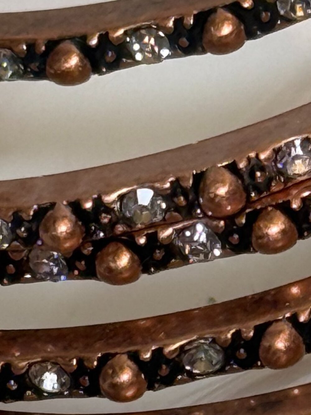 Boho Southwestern Vibe 5 Copper Toned Bangles Bracelets Jeweled